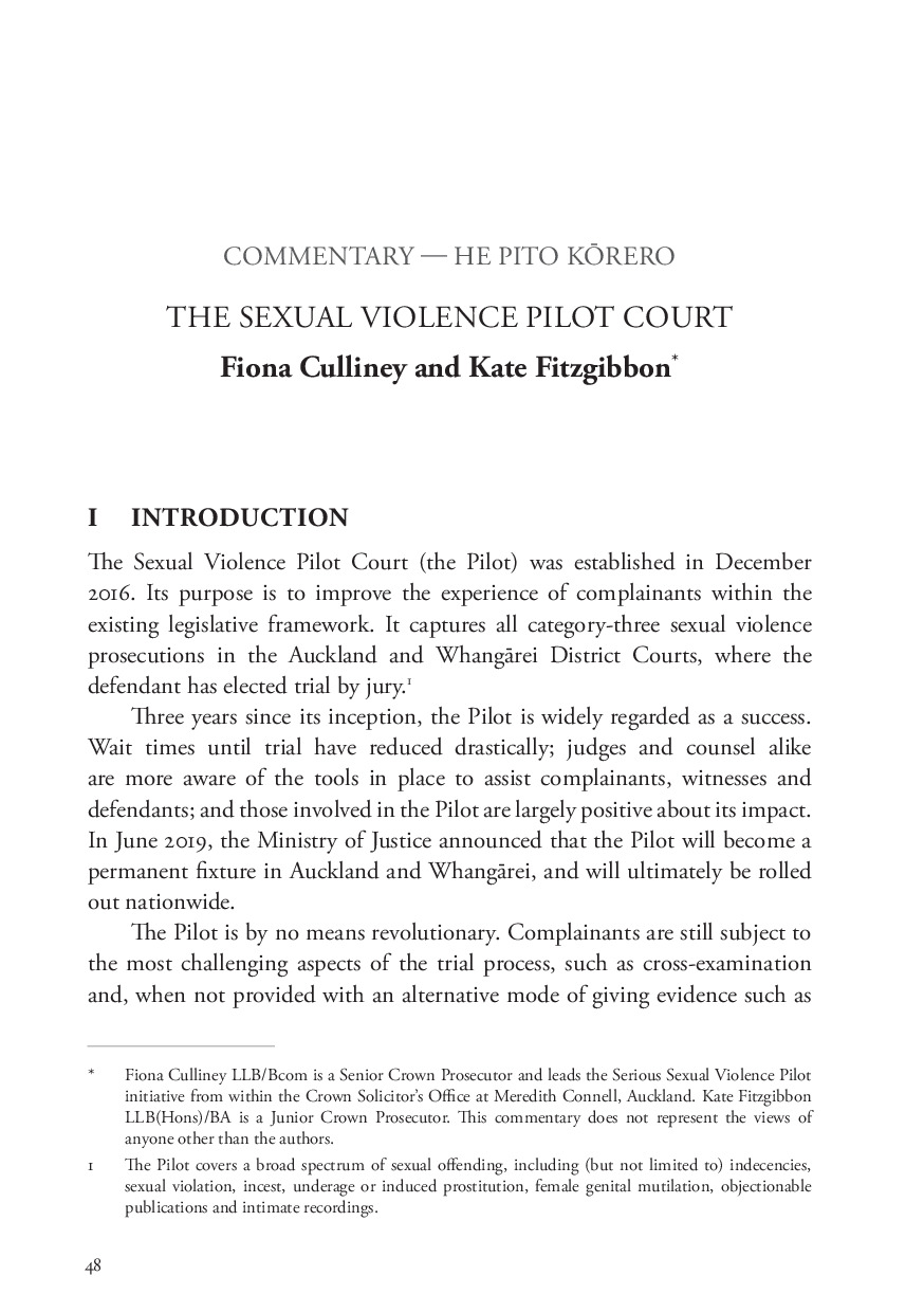 The Sexual Violence Pilot Court