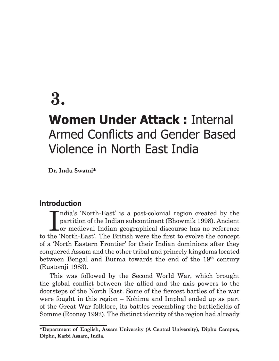 Women Under Attack: Internal Armed Conflicts and GBV in North East India
