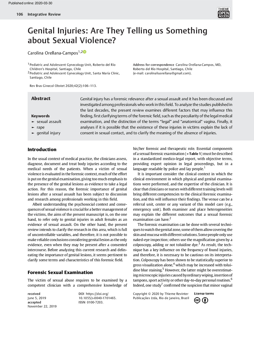 Genital Injuries: Are They Telling us Something about Sexual Violence?