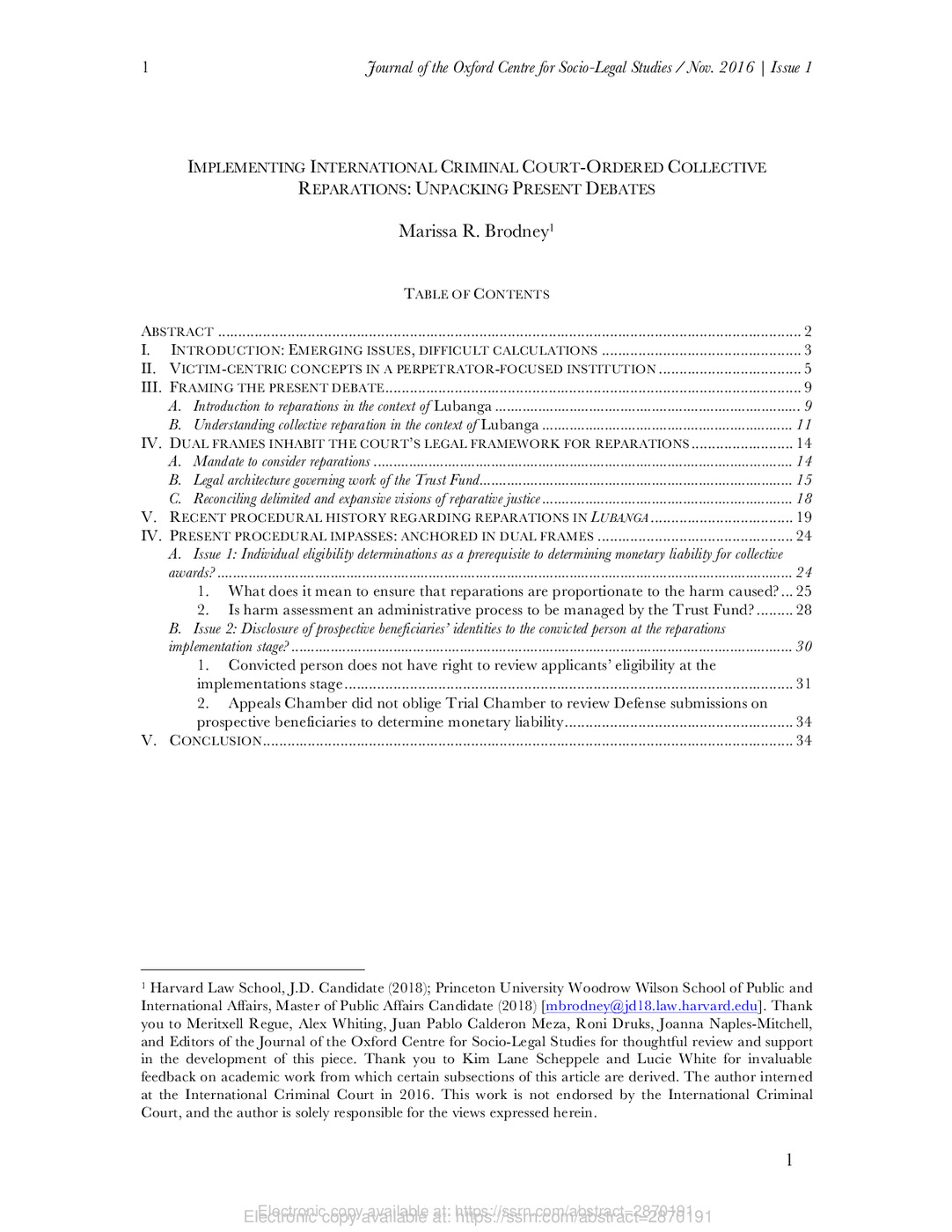 Implementing International Criminal Court-Ordered Collective Reparations: Unpacking Present Debates 