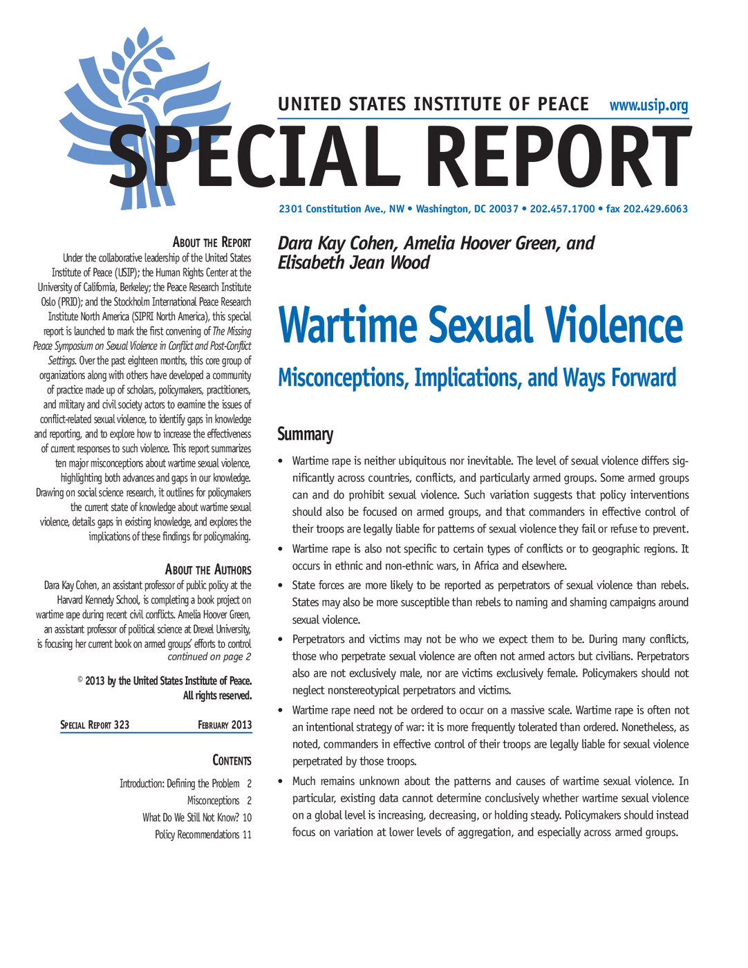 Wartime Sexual Violence: Misconceptions Implications and Ways Forward