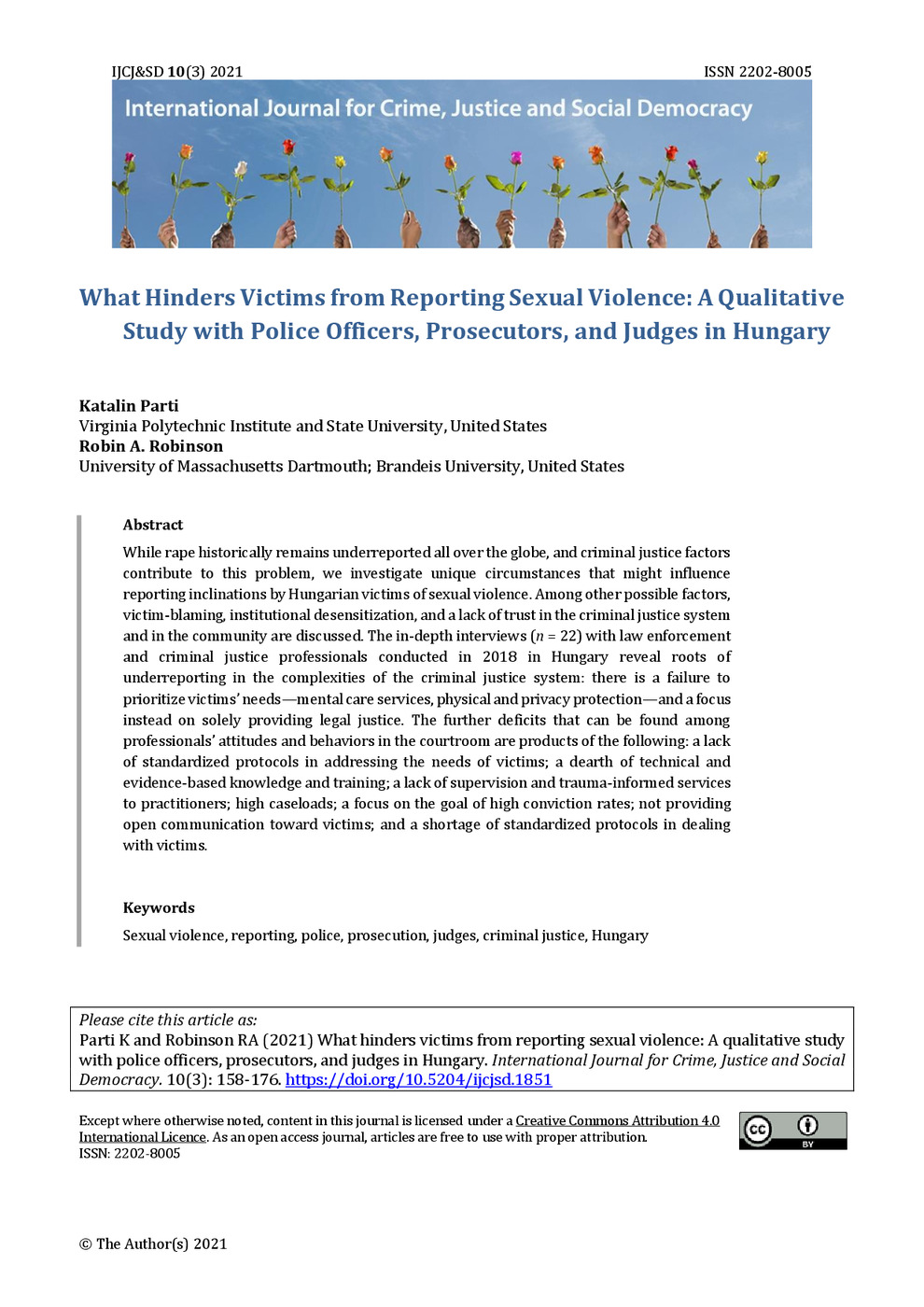 What Hinders Victims from Reporting Sexual Violence: Qualitative Study with Police Officers, Prosecutors and Judges in Hungary