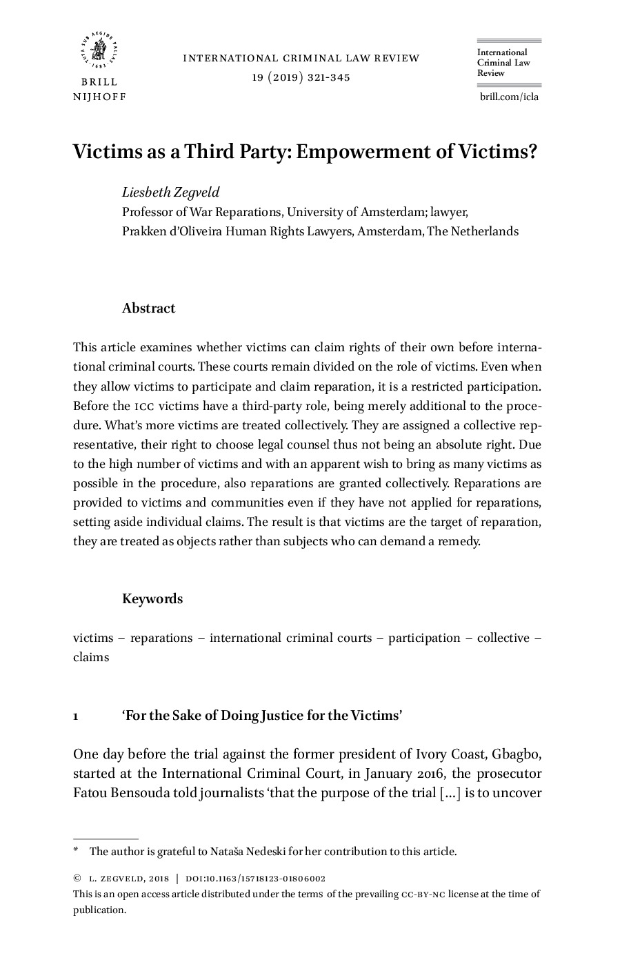 Victims as a Third Party: Empowerment of Victims?