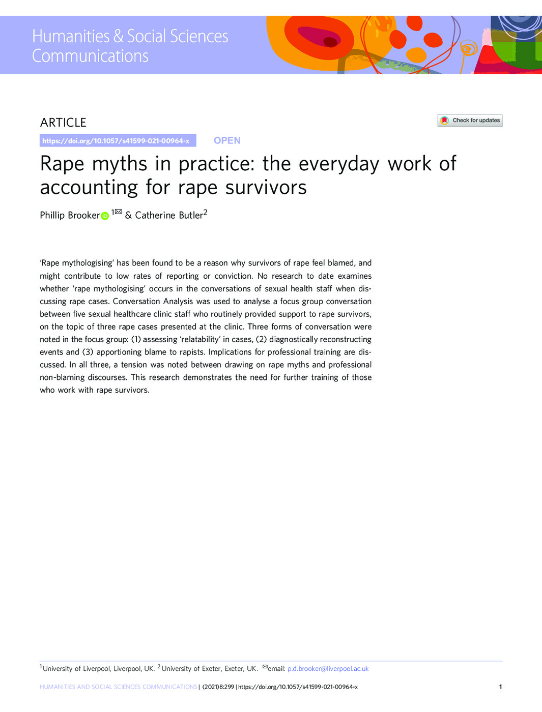Rape Myths in Practice: Everyday Work of Accounting for Rape Survivors 
