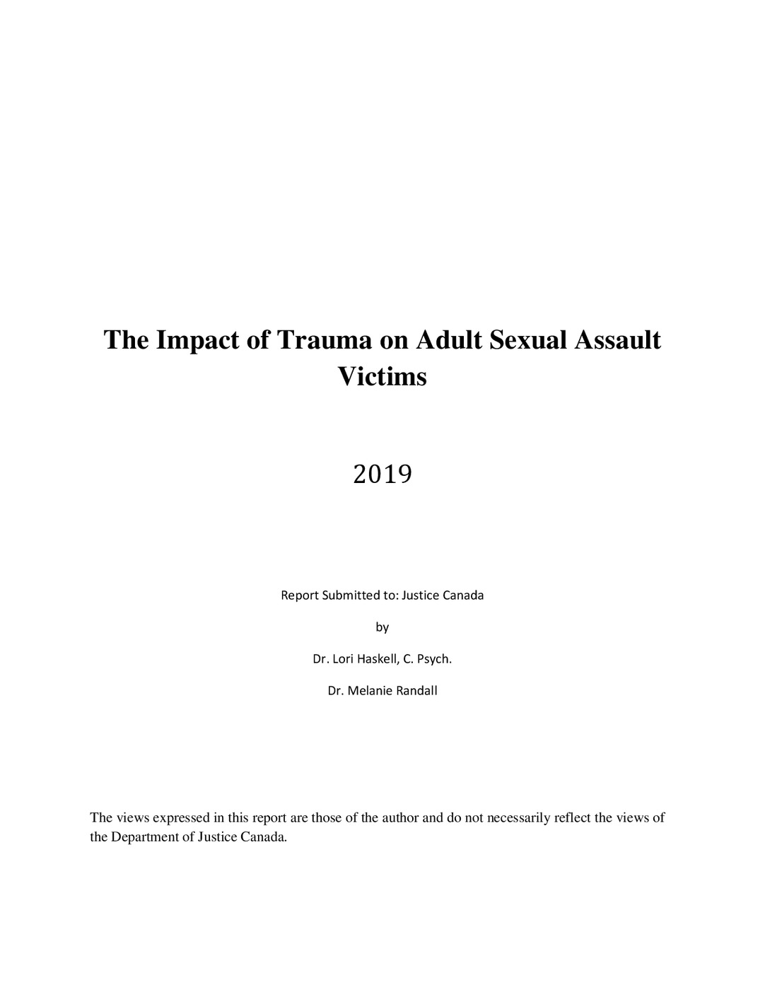 The Impact of Trauma on Adult Sexual Assault Victims