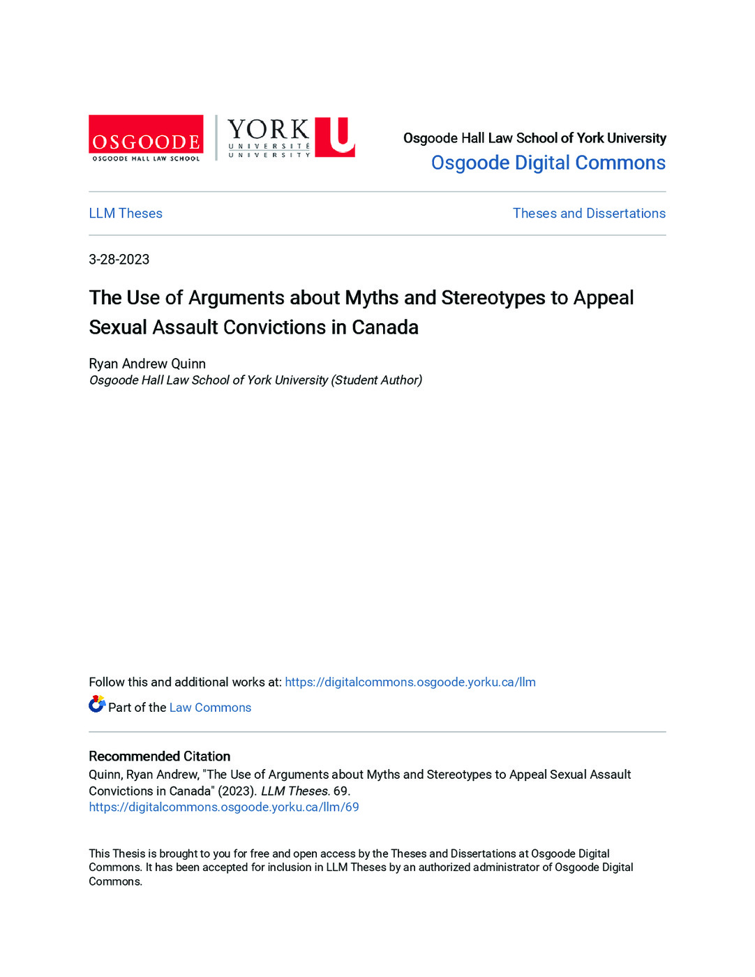 The Use of Arguments about Myths and Stereotypes to Appeal The Use of Arguments about Myths and Stereotypes to Appeal Sexual Assault Convictions in Canada 