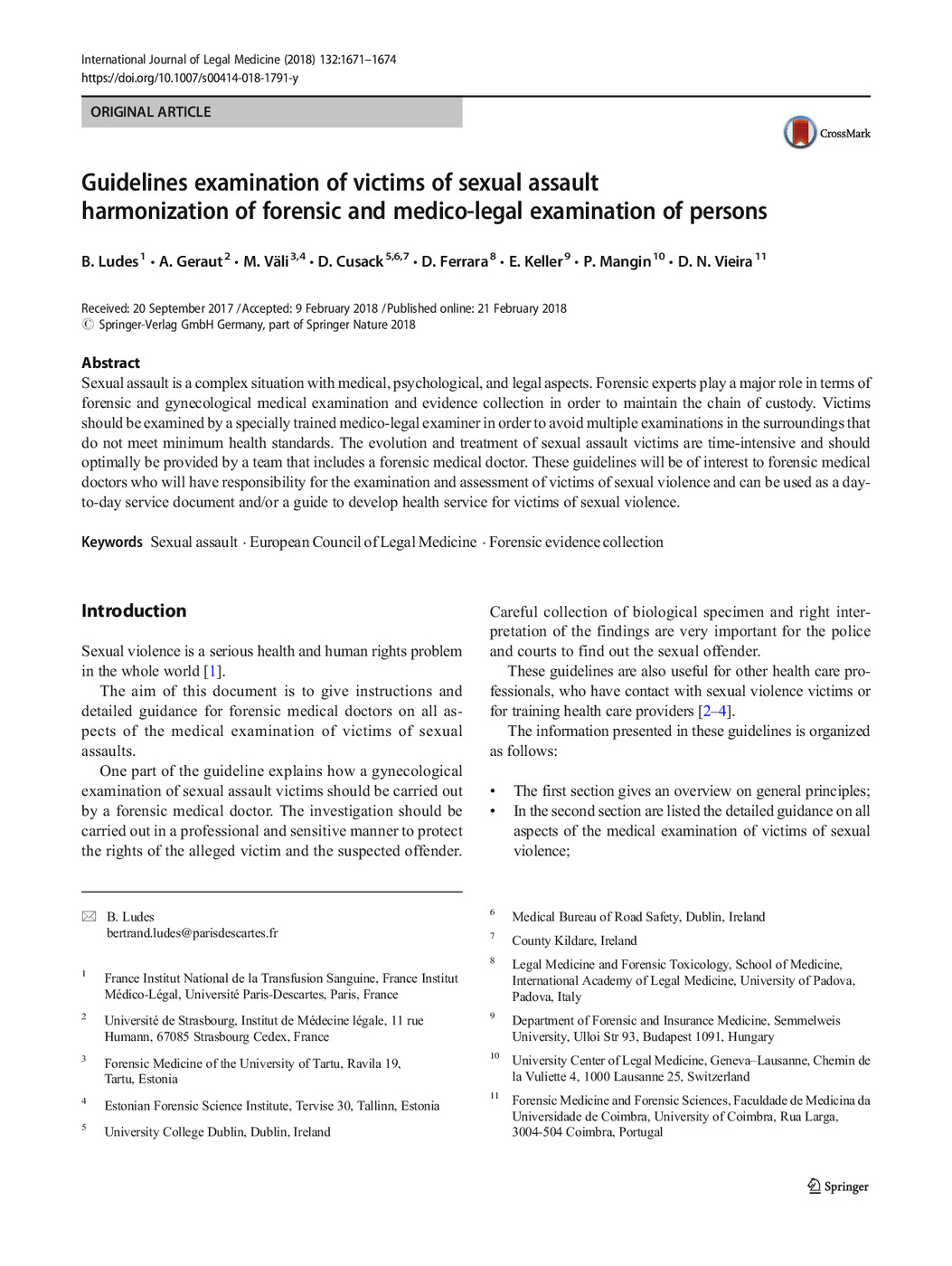 Guidelines examination of victims of sexual assault harmonization of forensic and medico-legal examination of persons