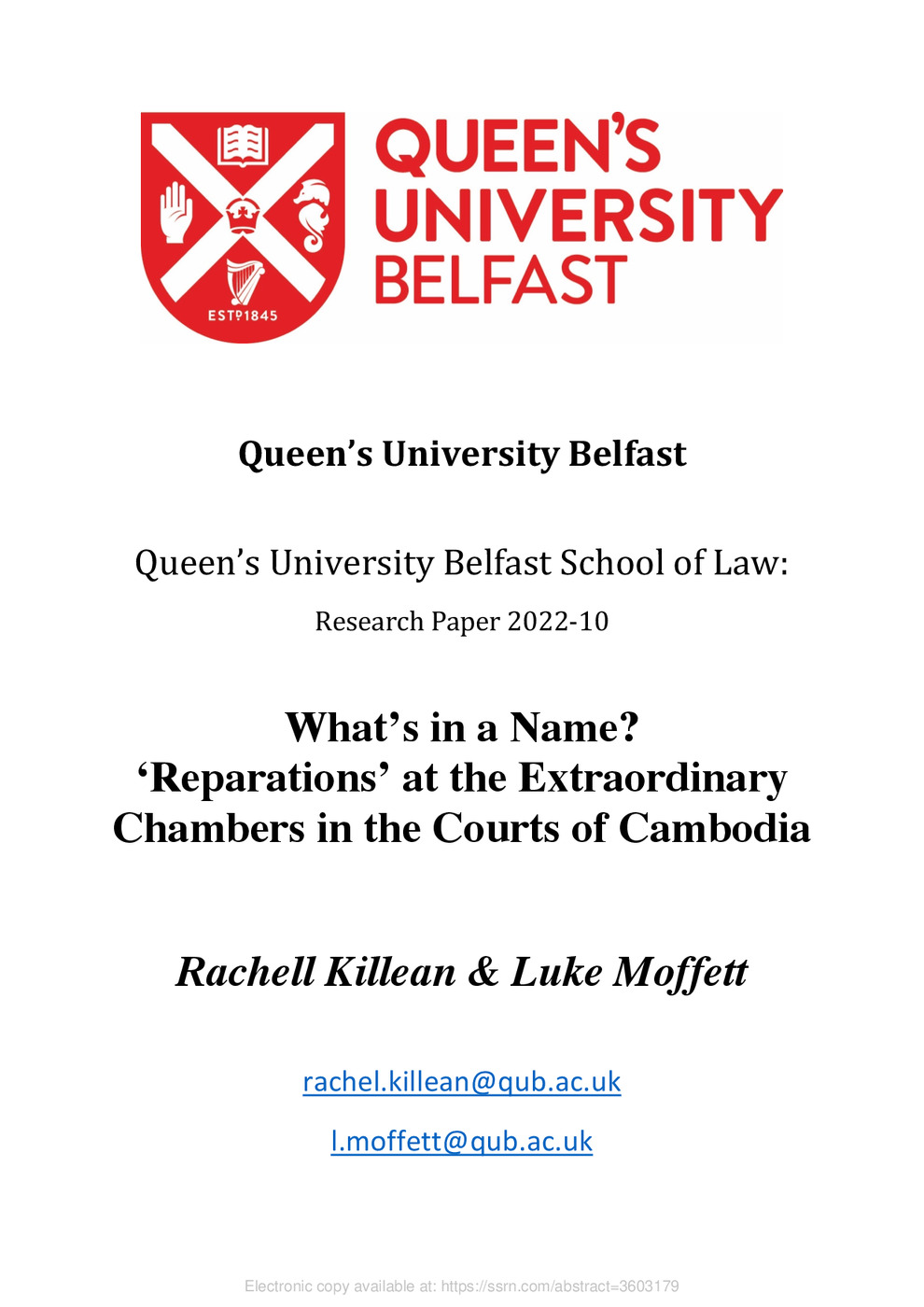 WHAT’S IN A NAME?<br /><br />
<br /><br />
‘REPARATIONS’ AT THE EXTRAORDINARY CHAMBERS IN THE COURTS OF CAMBODIA