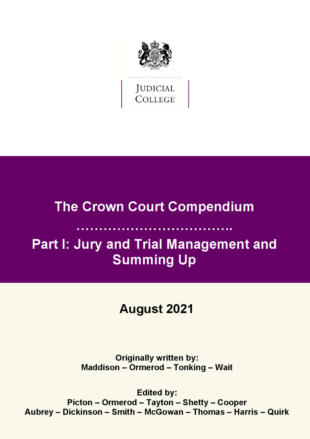 The Crown Court Compendium - Part I: Jury and Trial Management and Summing Up