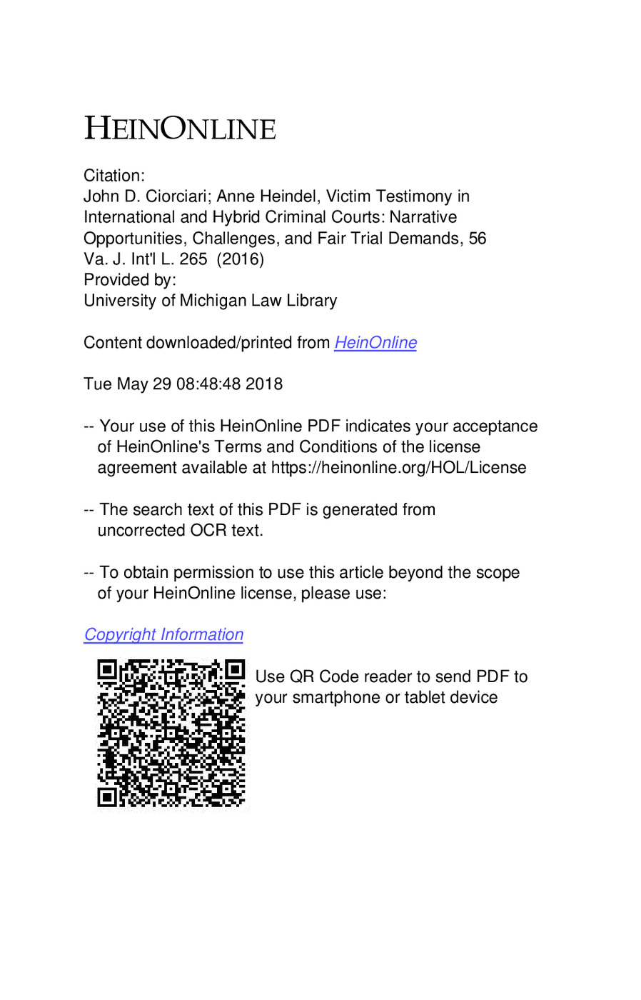Victim Testimony in International and Hybrid Criminal Courts: Narrative Opportunities, Challenges, and Fair Trial Demands