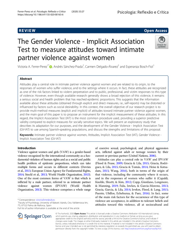 Gender-Violence Implicit Association Test to Measure Attitudes Toward IPV Against Women 