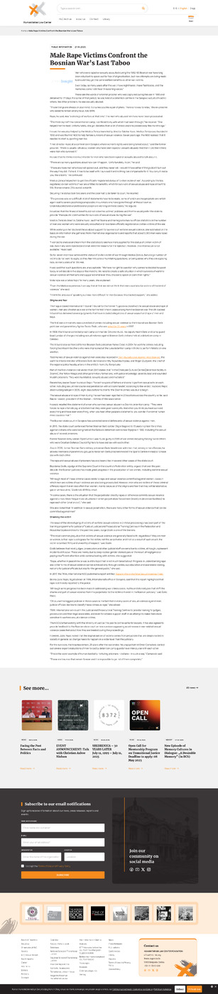 Male Rape Victims Confront the Bosnian War's Last Taboo