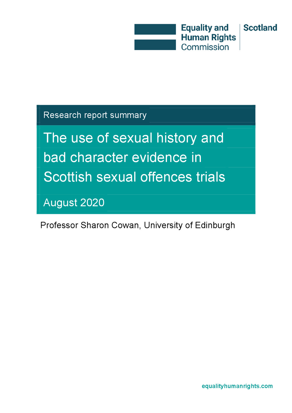 The use of sexual history and bad character evidence in Scottish sexual offences trials