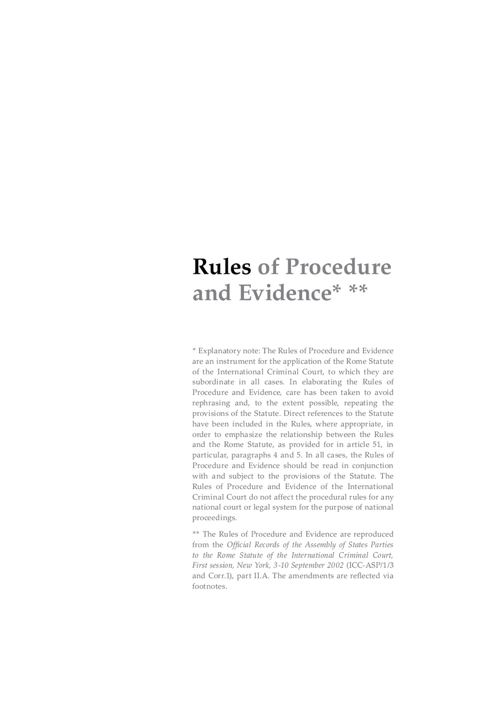 Rules of Procedure and Evidence