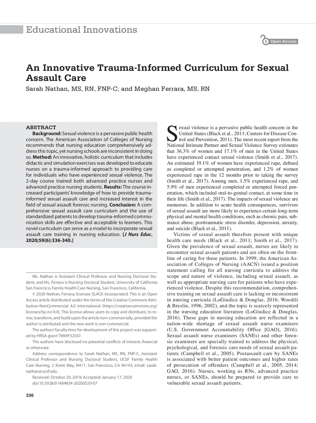 An Innovative Trauma-Informed Curriculum for Sexual Assault Care