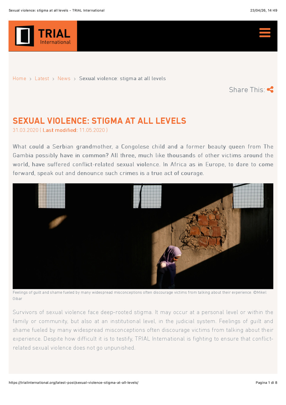 SEXUAL VIOLENCE: STIGMA AT ALL LEVELS