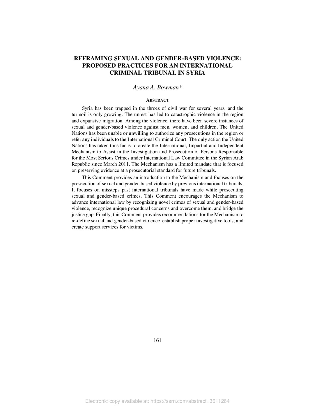 Reframing Sexual and Gender-based Violence: Proposed Practices for an International Criminal Tribunal in Syria 