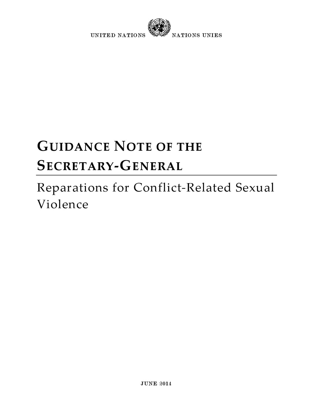 Guidance Note of the Secretary-General: Reparations for Conflict-Related Sexual Violence