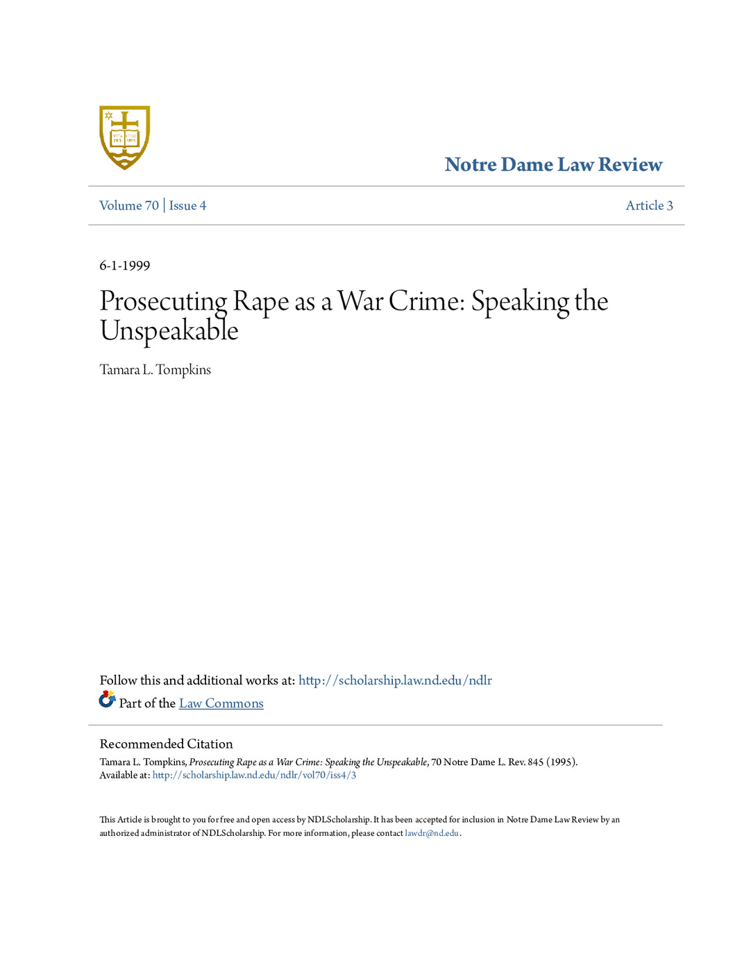 Prosecuting Rape as a War Crime: Speaking the Unspeakable