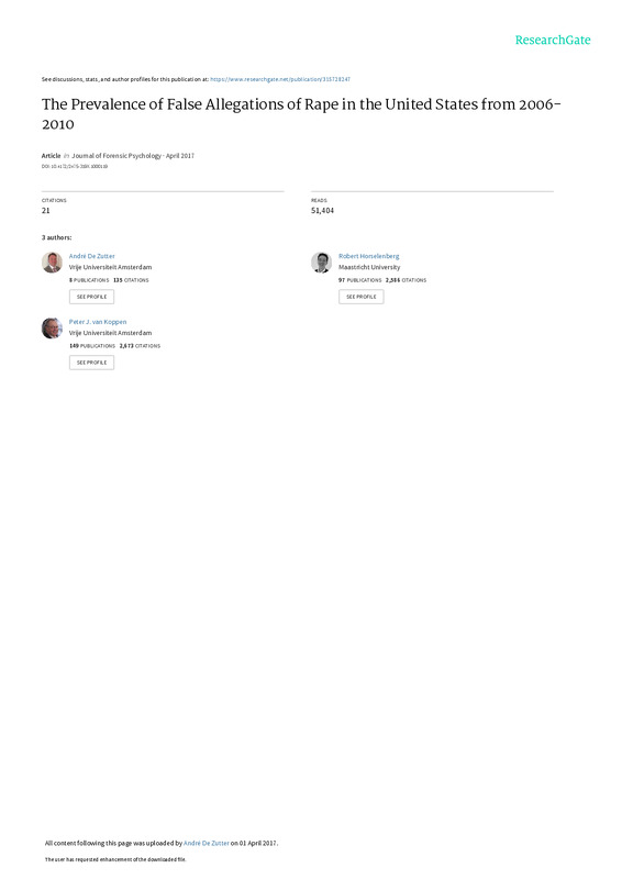 The Prevalence of False Allegations of Rape in the United States from 2006-2010