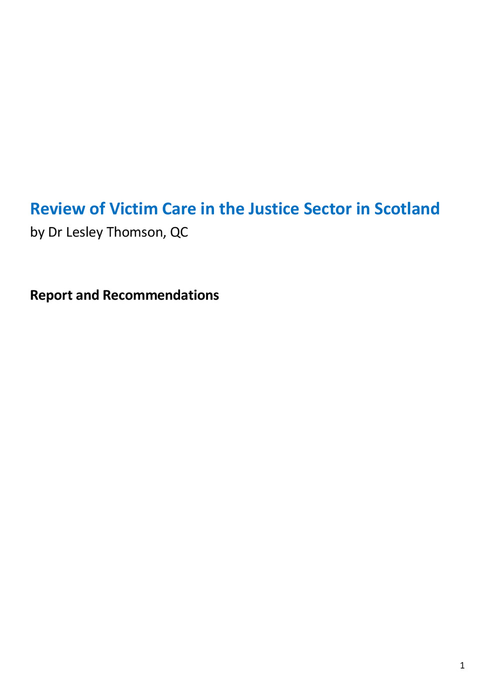 Review of Victim Care in the Justice Sector in Scotland 